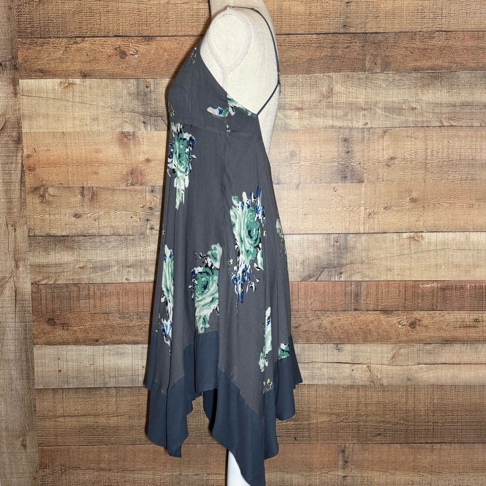 Free People Faded Bloom Mini Swing Dress Grey Small - Picture 4 of 15